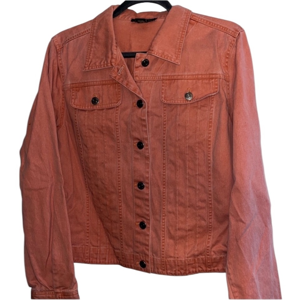 Harrods size large salmon or coral classic denim jacket like new